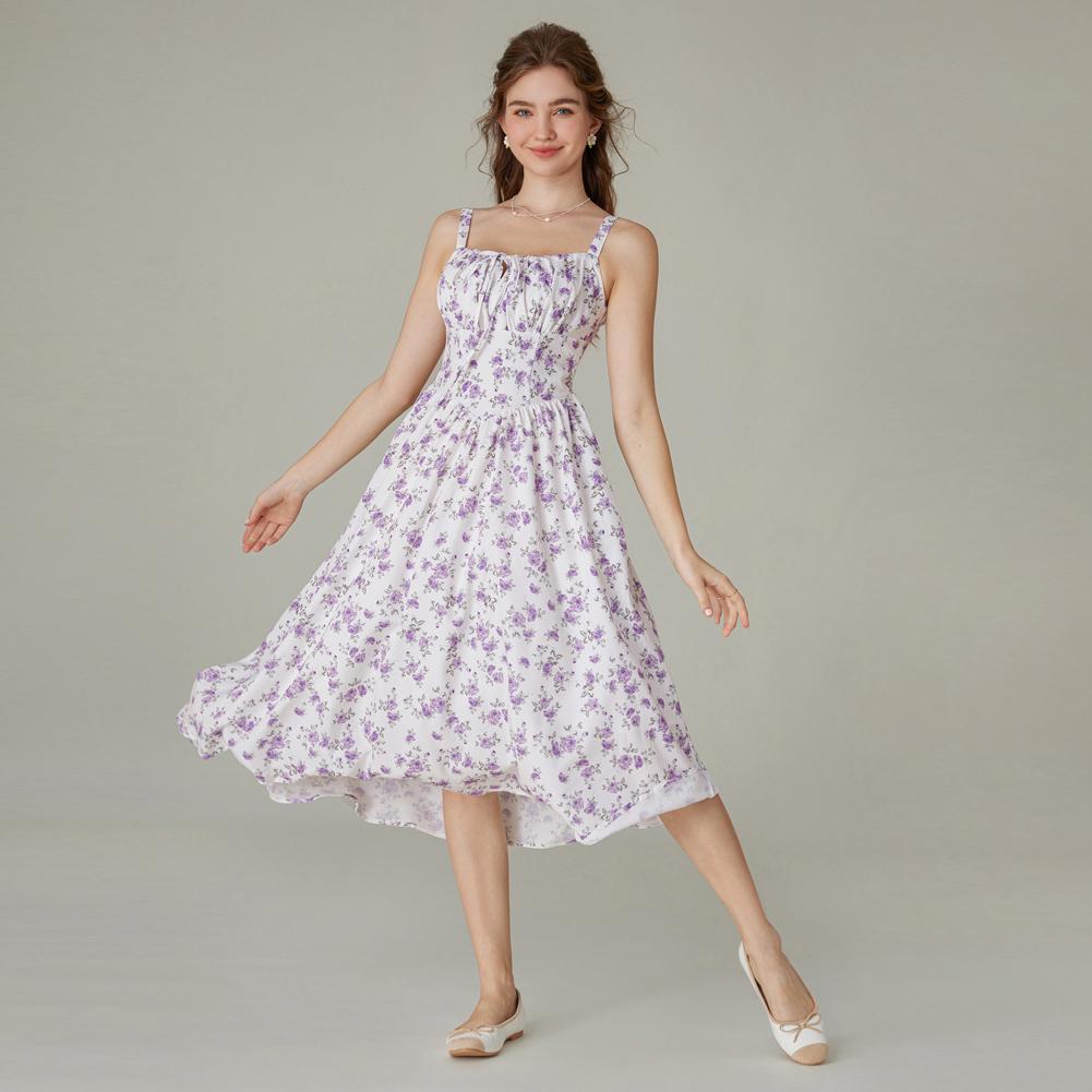 Women's Strappy Sleeveless Milkmaid Corset Flowy Midi Sundress