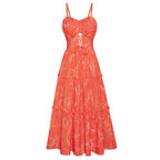 Women's Casual Bohemian Floral Maxi Sundress - Summer Spaghetti Strap Smocked Tiered Beach Dress with Pockets, Plus Size, Boho Clothes for Women