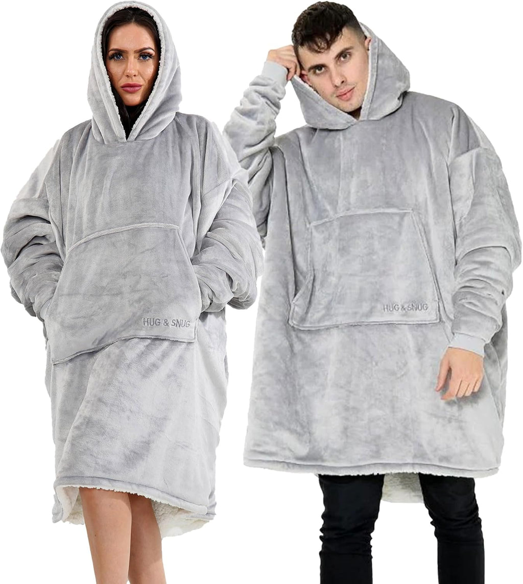 Oversized Hoodie Blanket Men Women, Ultra Soft Sherpa Fleece Warm Cosy Wearable Throw Sweatshirt Snuggle Oodies for Adults Teens with Big Pocket