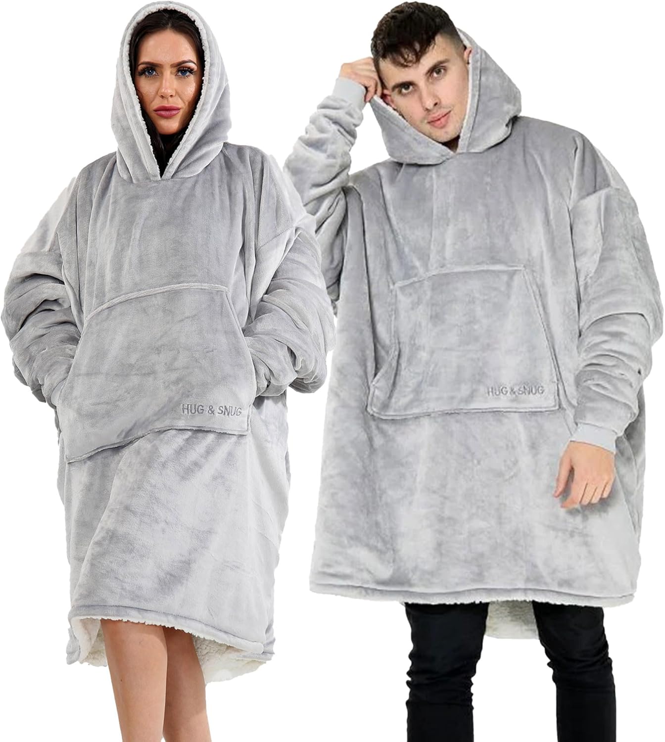 Oversized Hoodie Blanket Men Women, Ultra Soft Sherpa Fleece Warm Cosy Wearable Throw Sweatshirt Snuggle Oodies for Adults Teens with Big Pocket