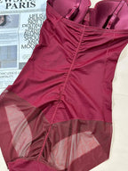 Women's Ruched Slimming Bodysuit Set, Thin Strapless Design, Perfect for Evening Gowns, All-Season Comfortable Underwear