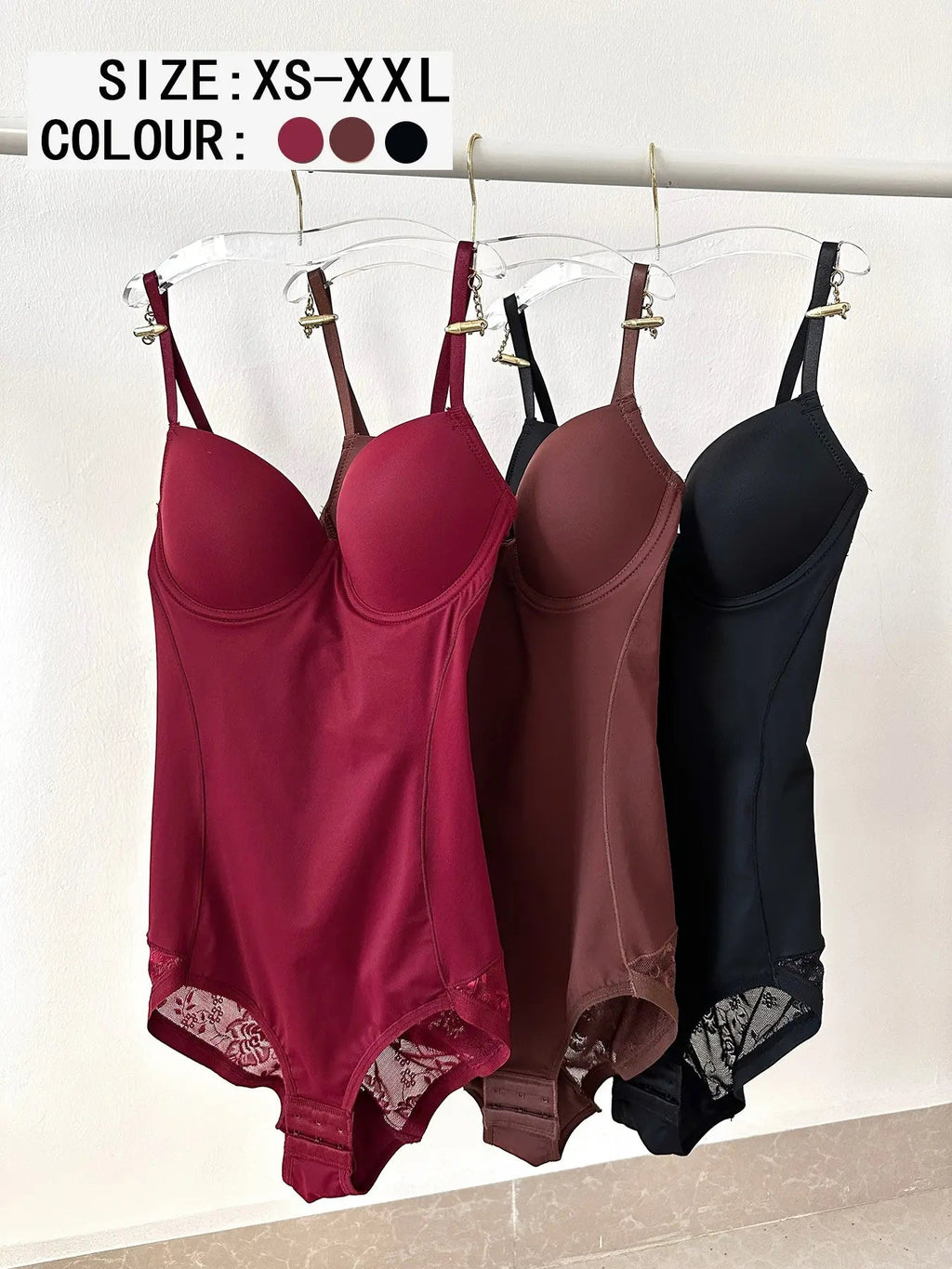 Women's Deep V Patchwork Ruched Slimming Bodysuit Set XS-Xxl, Casual All Season Underwear & Lingerie, Contrast Lace Design