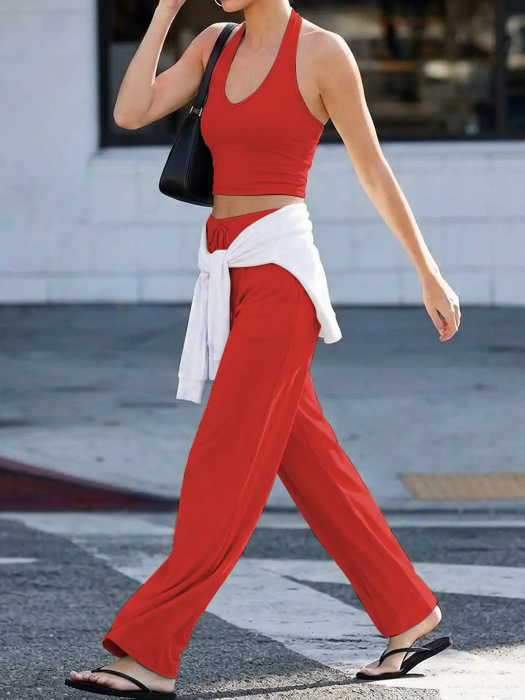 Women's Quick-Dry Sports Tank Top, Casual High-Waisted Bell Bottoms