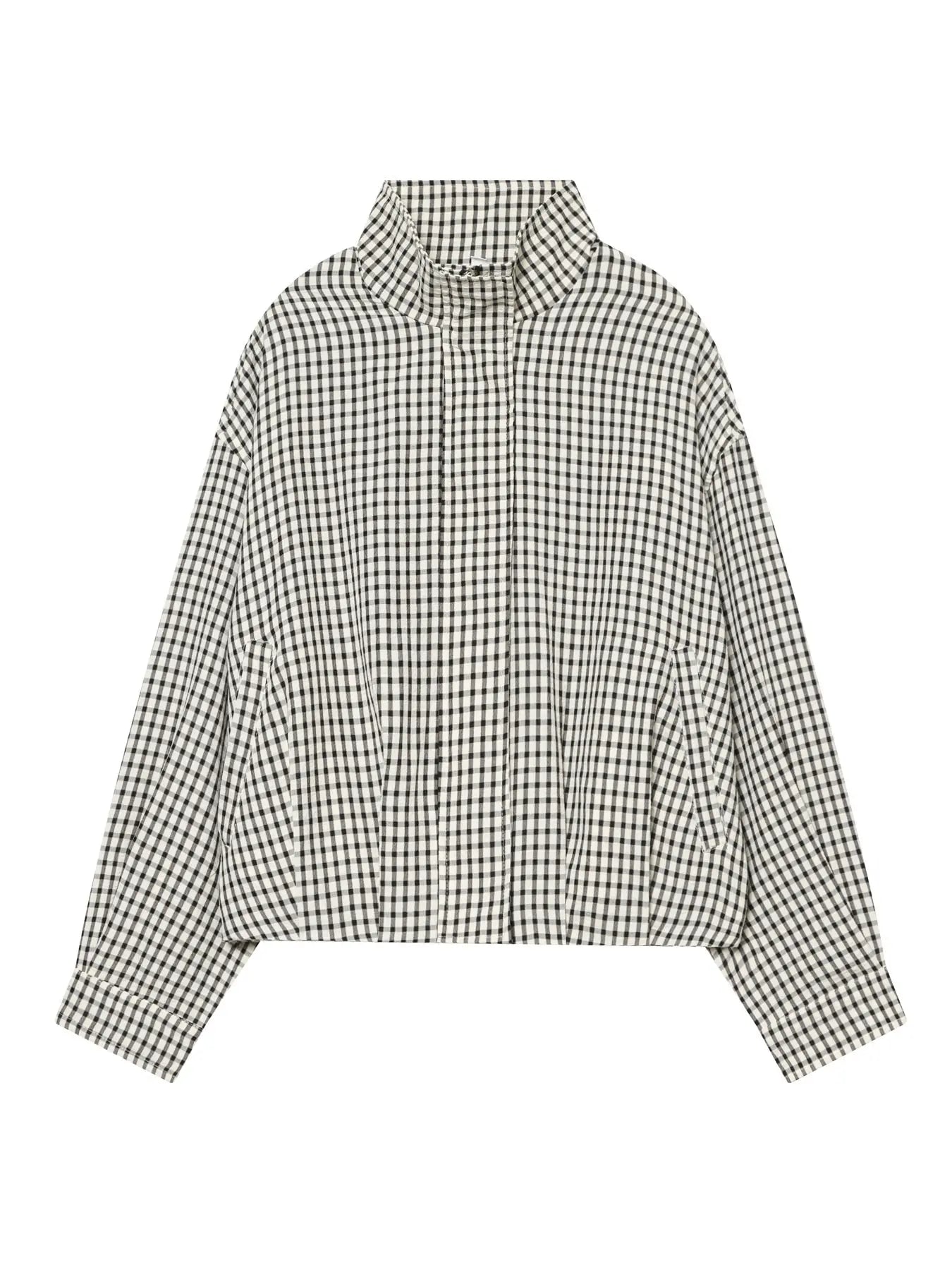 Women's Loose-Fit Plaid Bomber Jacket