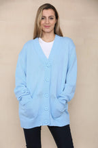 Women’s Long Sleeve Matching Button Open Front Aran Knit V-Neck Cardigan