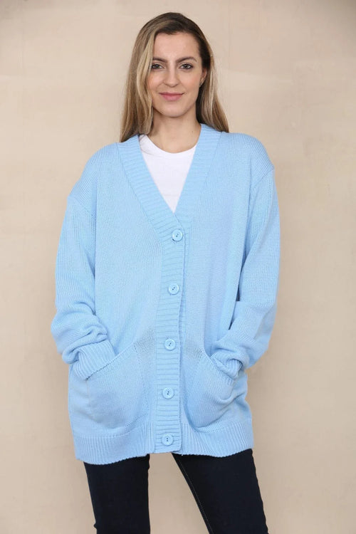 Women’s Long Sleeve Matching Button Open Front Aran Knit V-Neck Cardigan