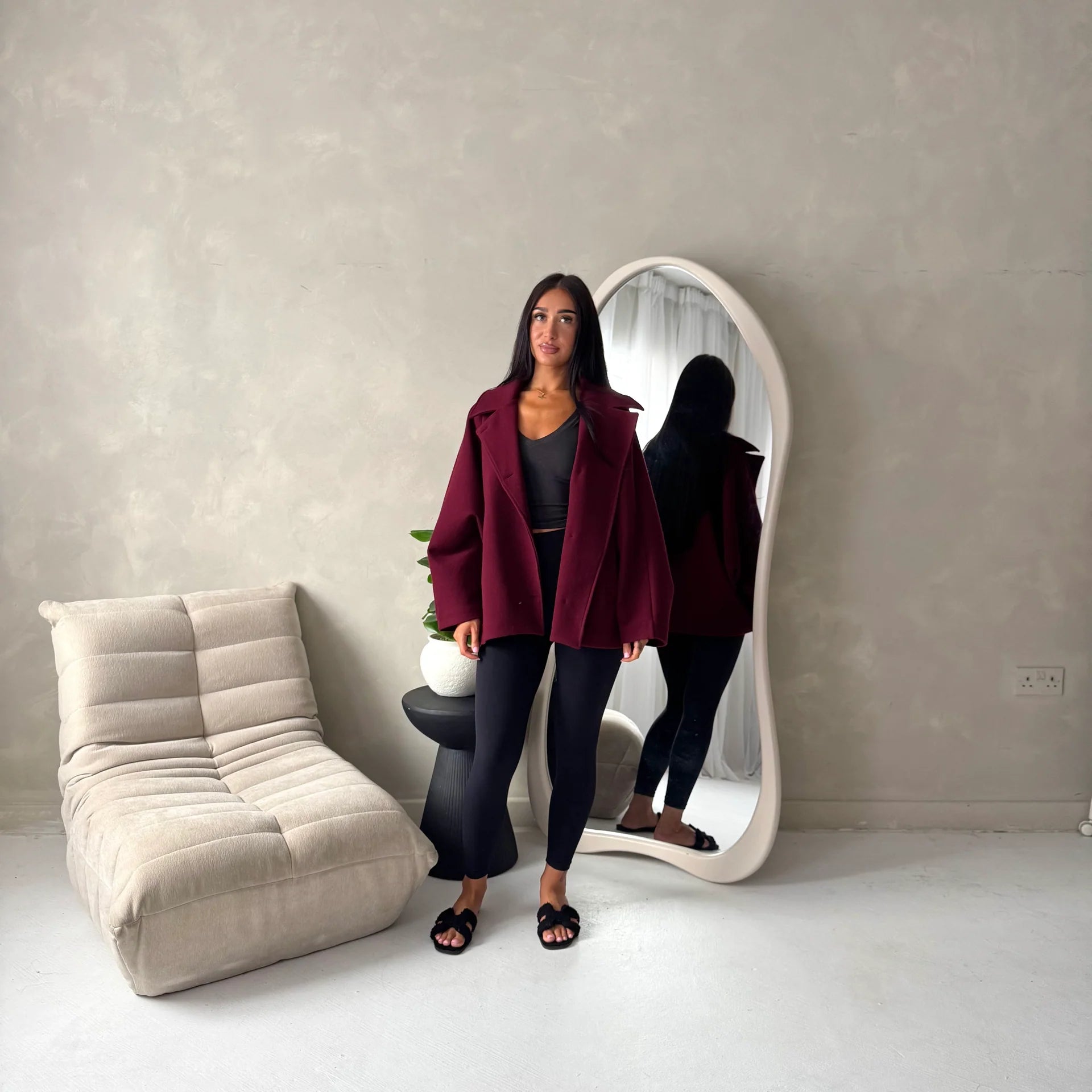 Ladies Collar Batwing Pocket Lined Jacket