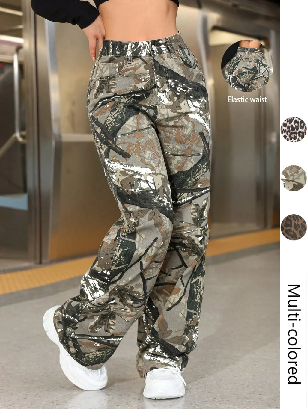 Women's Leopard Print Wide-Leg Oversized Pants