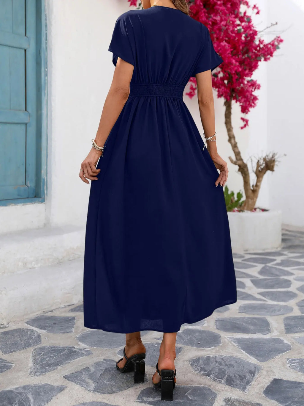 Women's Plain Button Front Short Sleeve Dress, Elegant Piece, Chic Dress for Party Holiday Wedding Guest, Ladies Summer Clothes Womenswear