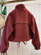 Women's Fashion Retro Plaid Stand Collar Short Coat