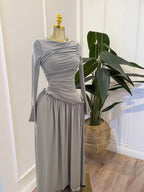 Women's Long Sleeve O-Neck Big Swing Maxi Dress