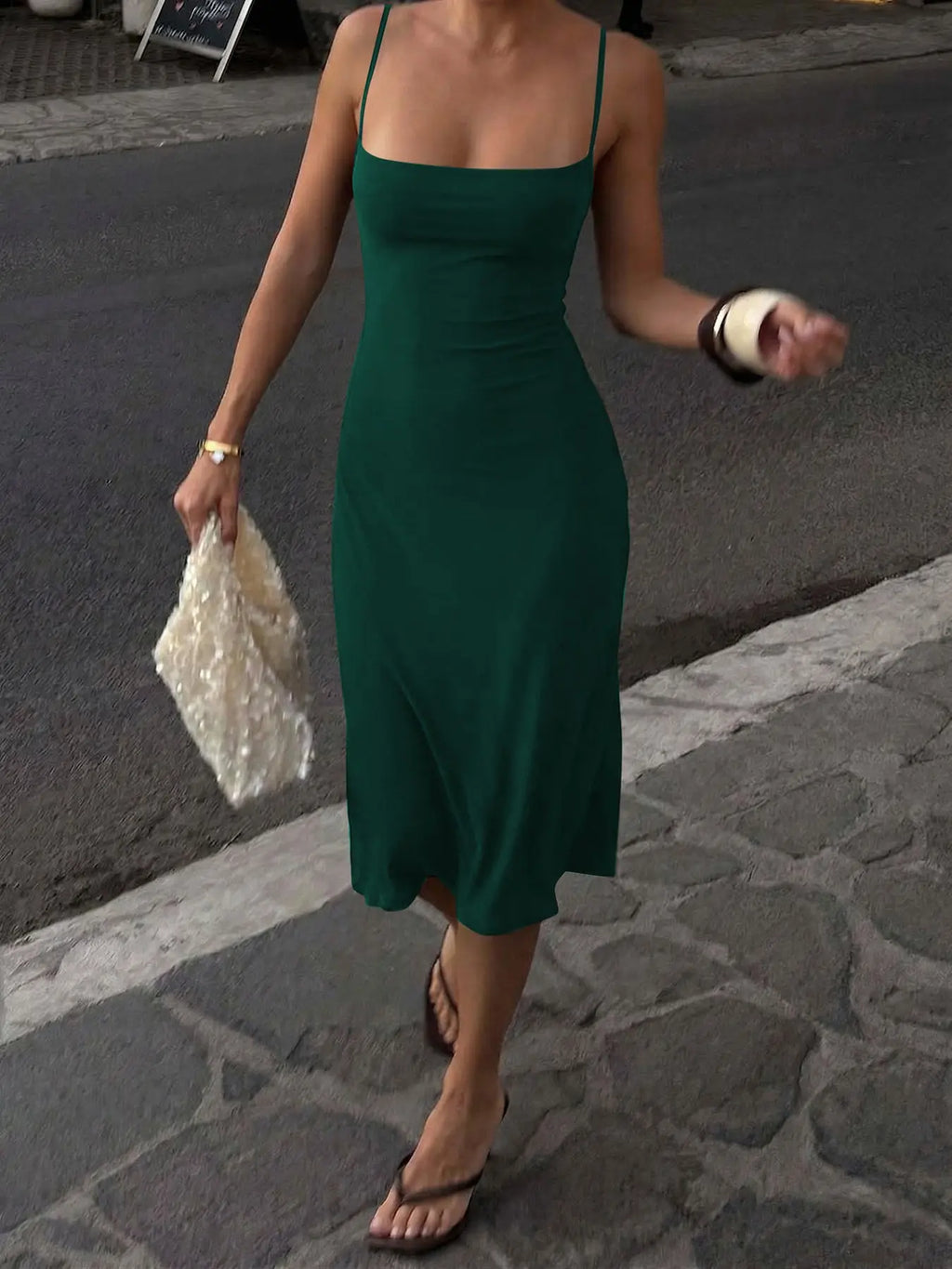 Women's Basic Solid Color Bodycon Slip Dress