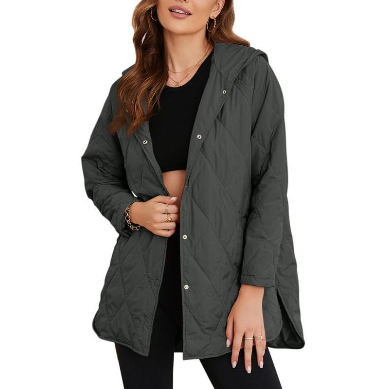 Puffer Jacket for Women,Lightweight Long Sleeve Button Hoodies Outerwear,Oversized Basic Casual Comfort Coats Tops,2025 Womenswear Fall Winter Outfits