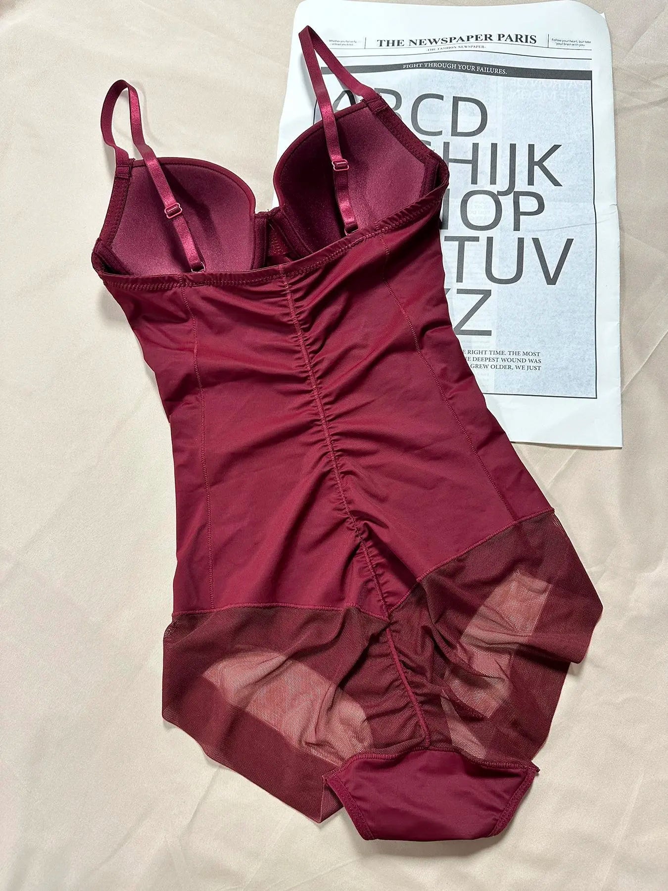 Women's Ruched Slimming Bodysuit Set, Thin Strapless Design, Perfect for Evening Gowns, All-Season Comfortable Underwear