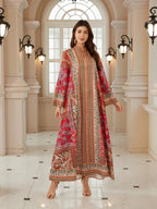 Bohemian Print Beaded Kaftan Dress, Long Evening Abaya Style Jalabiya, New Middle Eastern Women Fashion, Elegant Party Wear, Ethnic Print Kaftan