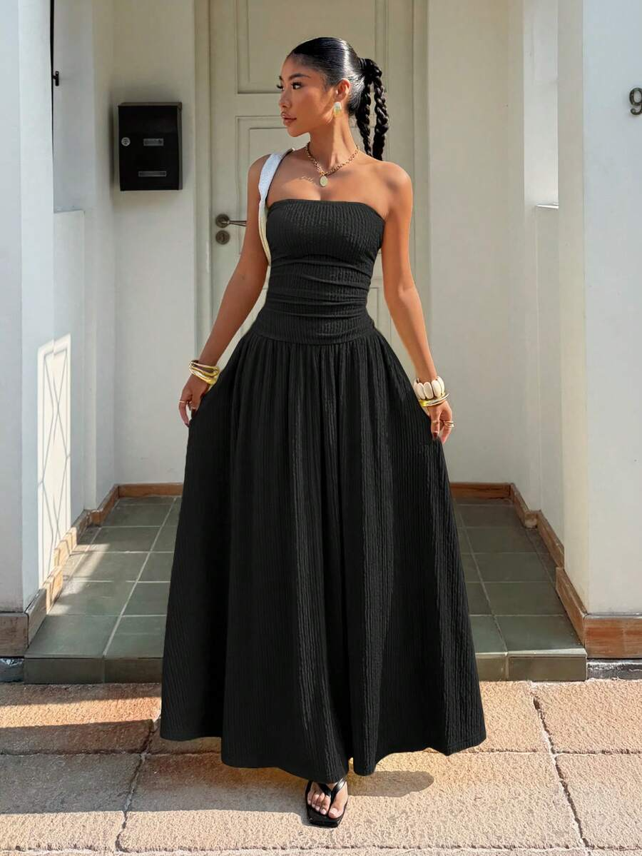 Women's Summer Elegant Strapless Maxi Dress