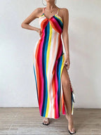 Women's ethnic print backless camisole dress