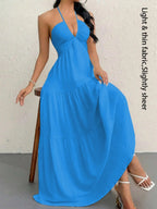 Women's Plain Dress, Summer Clothes Women, Casual Sleeveless Backless Dress for Beach Holiday Vacation, Ladies Summer Clothes