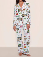 [Christmas Pajamas]Women's Christmas Pajama Set, Elegant Long Sleeve Top & Pants, Comfortable Home Wear, Fall Winter, Cute Holiday Gift Idea,christmas movie,Pajama Day,Pajama Party,christmas Vacation,EIF,Clark Christmas, Loungewear