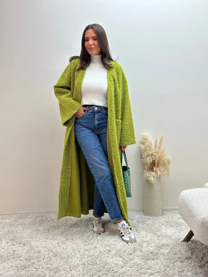 Oversized Coat Straight Fit with Two Pockets for Women