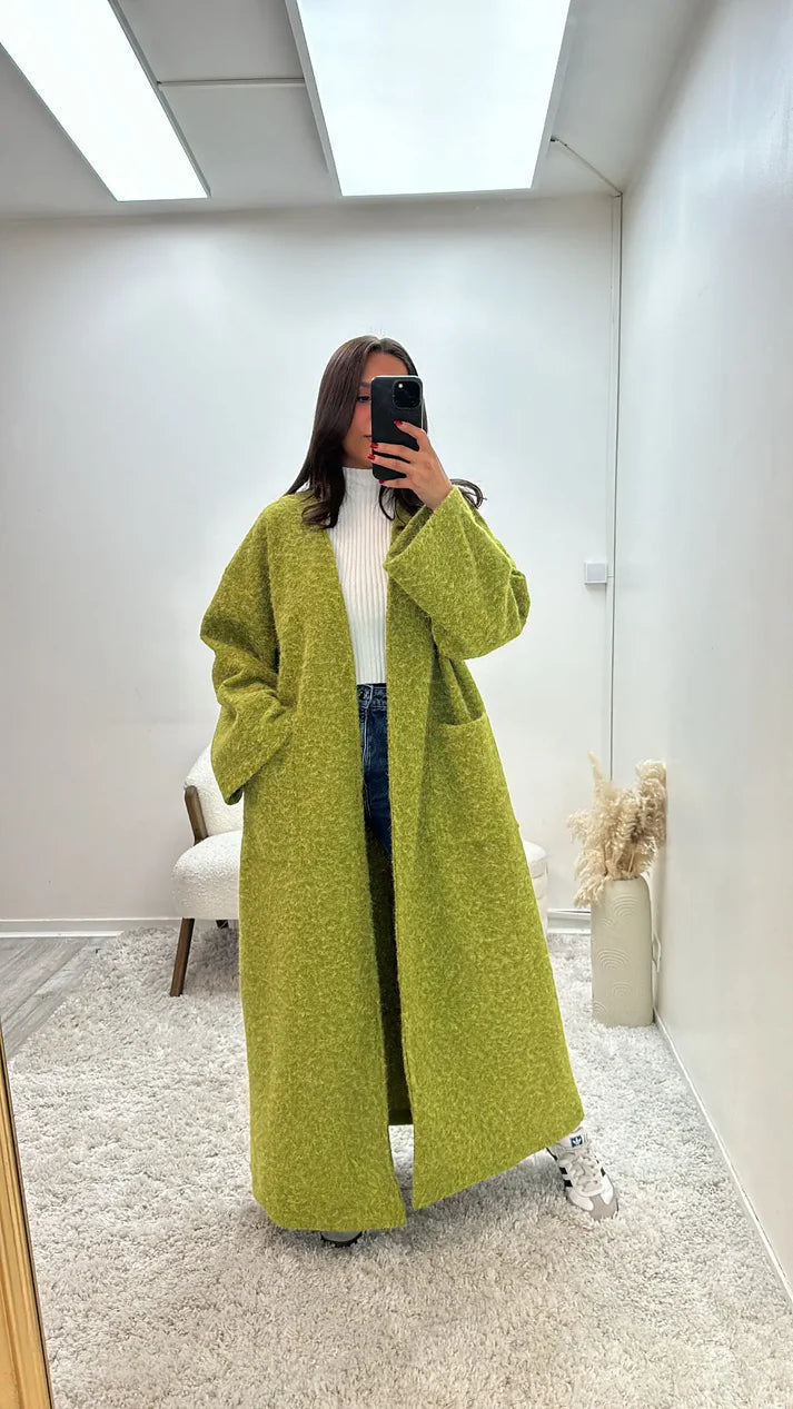 Oversized Coat Straight Fit with Two Pockets for Women