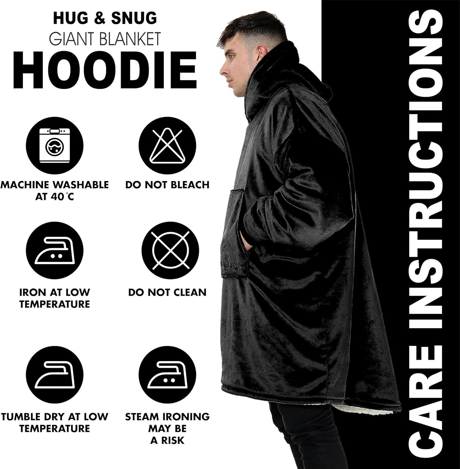 Oversized Hoodie Blanket Men Women, Ultra Soft Sherpa Fleece Warm Cosy Wearable Throw Sweatshirt Snuggle Oodies for Adults Teens with Big Pocket