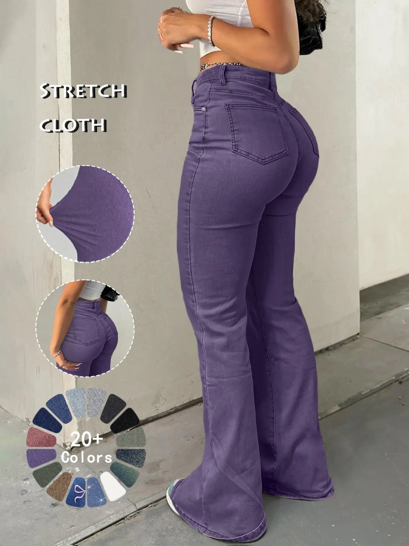Y2K Women's High Waist Flare Leg Jeans,Casual Button Fly Pocket Design Bell Bottom Denim,Women's Bottoms for Daily Wear,000 Jeans,Fashionable And Versatile Women's Jeans,Suitable For Spring,Summer,Autumn And Winter
