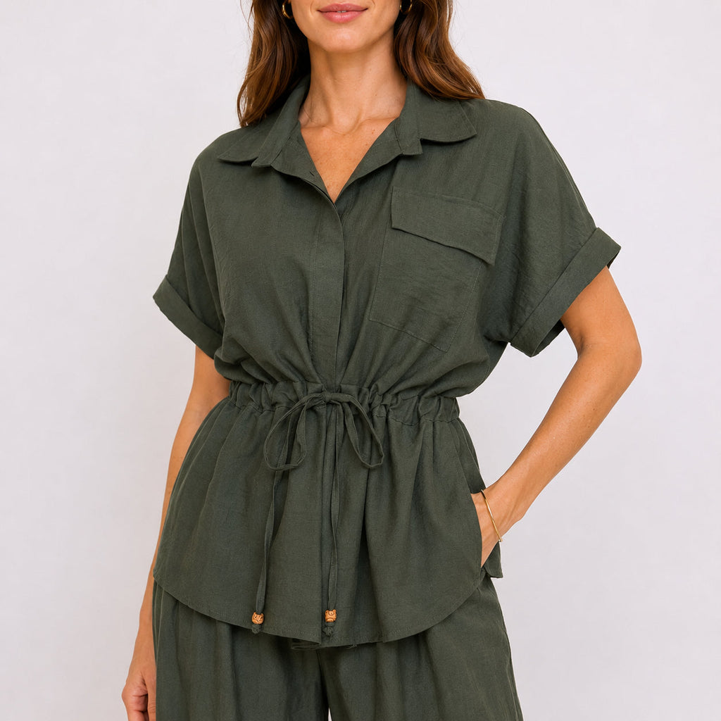 [2026] Capri, Completo Camicia Con Coulisse In Vita E Pantalone Coordinato