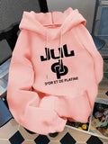 Women's Letter Print Hoodie, Casual Long Sleeve Hooded Sweatshirt for Fall & Winter, Women's Clothes for Daily Wear