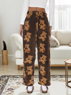 Winter New Vintage Plaid Elastic Straight Loose Thick Warm Casual Pants, Comfortable and Stylish for Cold Weather Wear