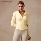 Women's Full Zip Long Sleeved Sports Jacket Slim Fit Quick Dry Stretch Fabric with Thumb Holes for Running Yoga Gym Workout Outfits Activewear