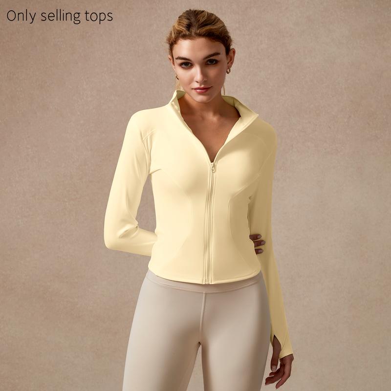 Women's Full Zip Long Sleeved Sports Jacket Slim Fit Quick Dry Stretch Fabric with Thumb Holes for Running Yoga Gym Workout Outfits Activewear
