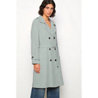 Trench coat, lined, lapel, double-breasted, with belt, front pockets, comfortable women's wear, elegant and versatile, suitable for any occasion, formal or casual, especially suitable for autumn, winter and spring.