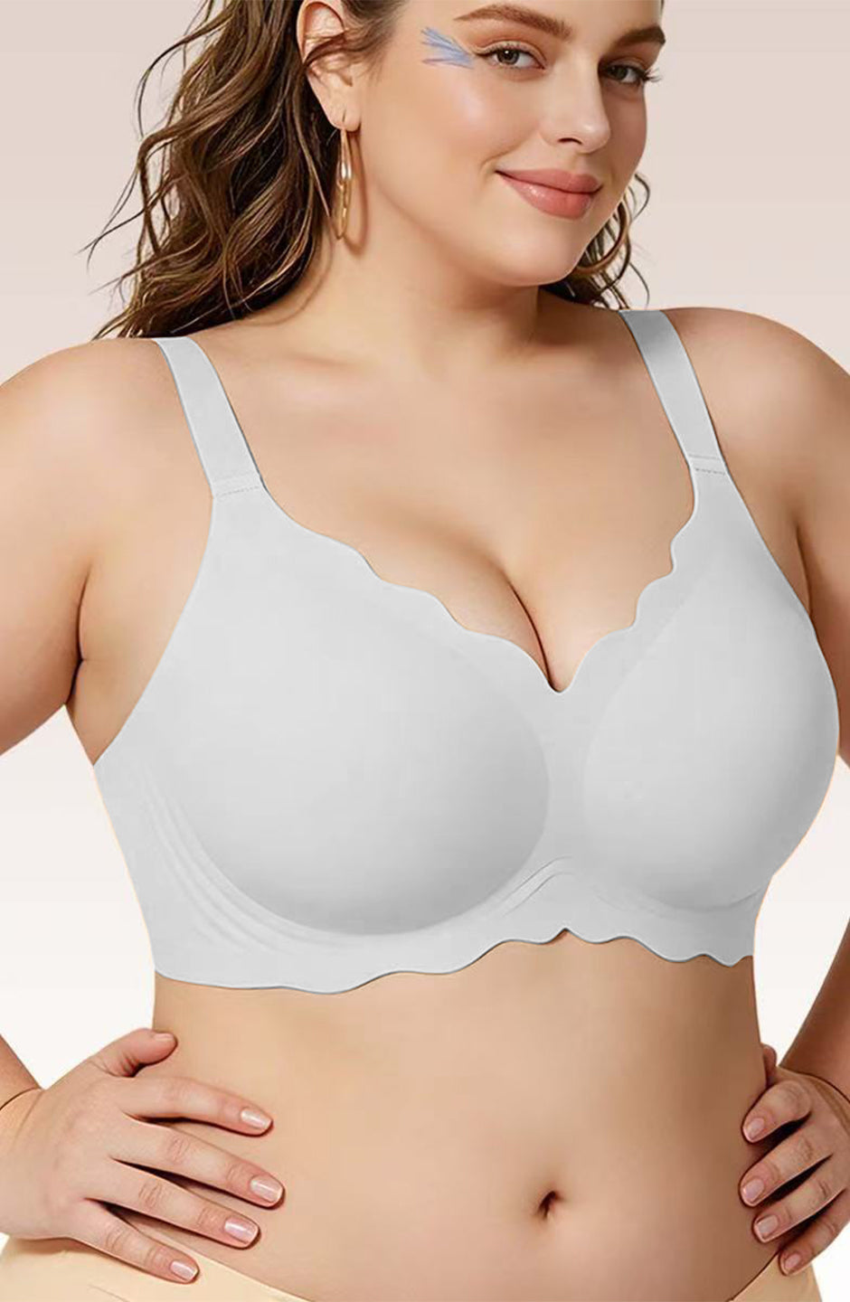 Curveins Dual Wave Trim Seamless Jelly Lift Anti-Slip Full Coverage Soft Wireless Sculpting Bra