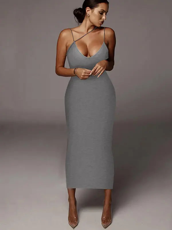Women's All Over Leopard Print Asymmetrical Cami Dress, Elegant Sleeveless Spaghetti Strap Bodycon Dress for Party Club Night Out, Fashion Sundress, Ladies Summer Clothes, Midi Dress