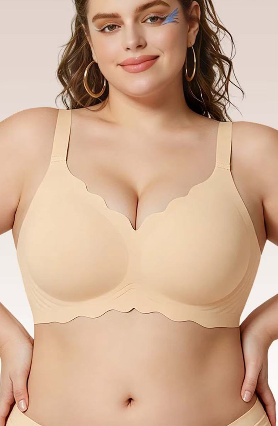 Curveins Dual Wave Trim Seamless Jelly Lift Anti-Slip Full Coverage Soft Wireless Sculpting Bra