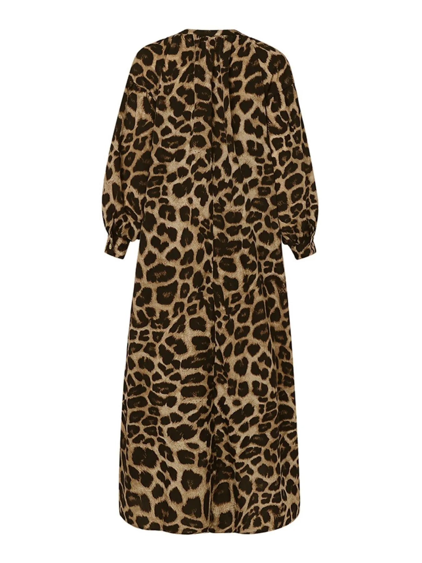Women's Casual Boho All-Over Leopard Print Dress, Street Long Dress for Vacation Wear, Ladies Clothes for Daily Wear