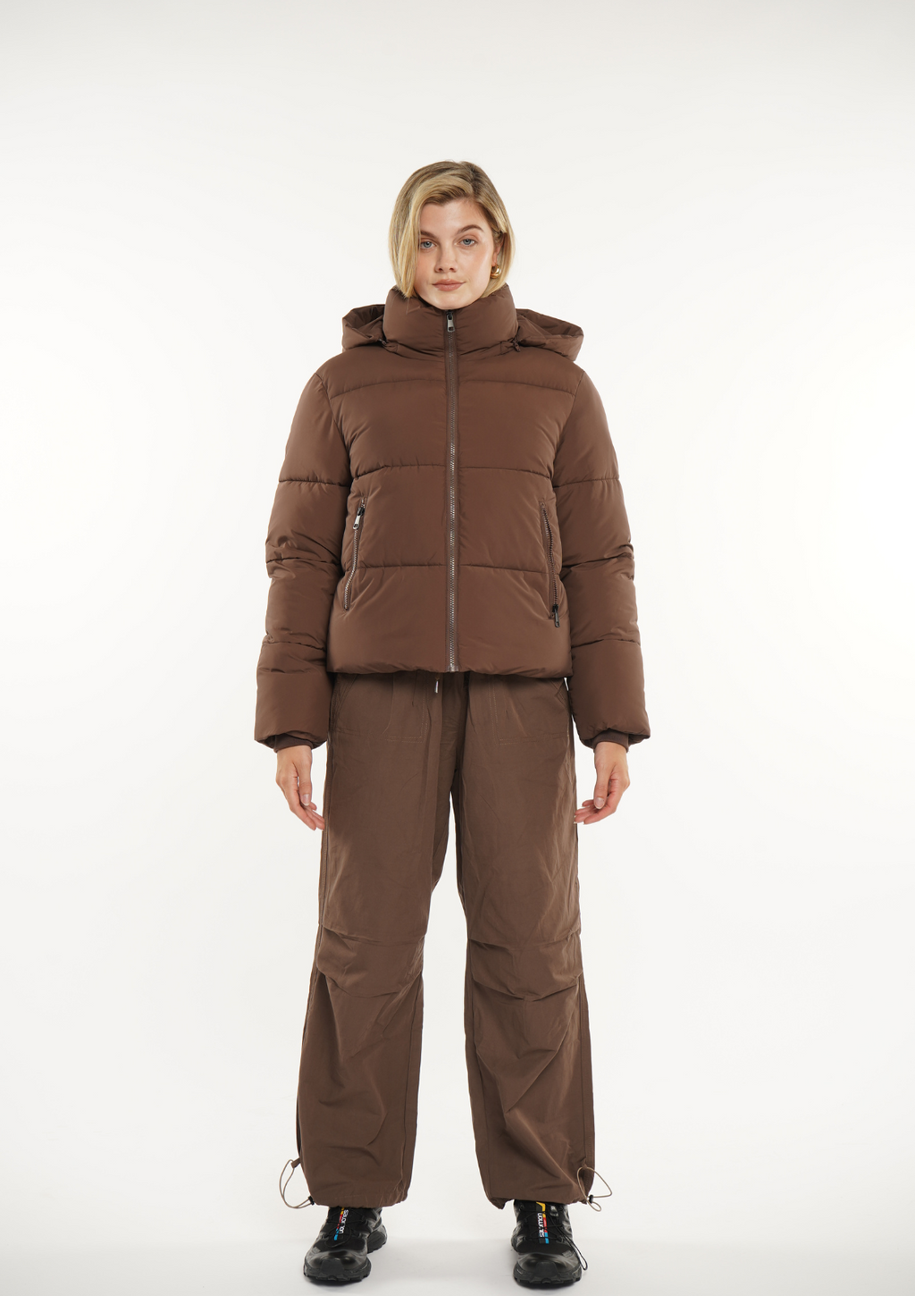 Detachable hooded down jacket