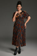 Curveins Plus Size Velvet V-Neck Ruched  Dress