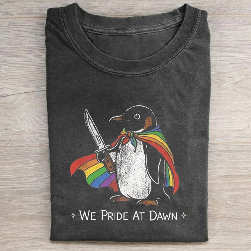 We Pride At Dawn Funny Penguin Pride T-Shirt
