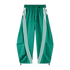 Loose Wide Leg Striped Track Pants Women's Casual Streetwear Joggers with Elastic Waistband & Side Pockets for Workout Clothes