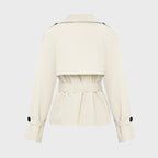 Women's Commuter Notch Lapel Double Breasted Detachable Belt Trench Coat, Fall & Winter Plain Wrap Tie Waist Outerwear Jacket, Elegant Trench Coat