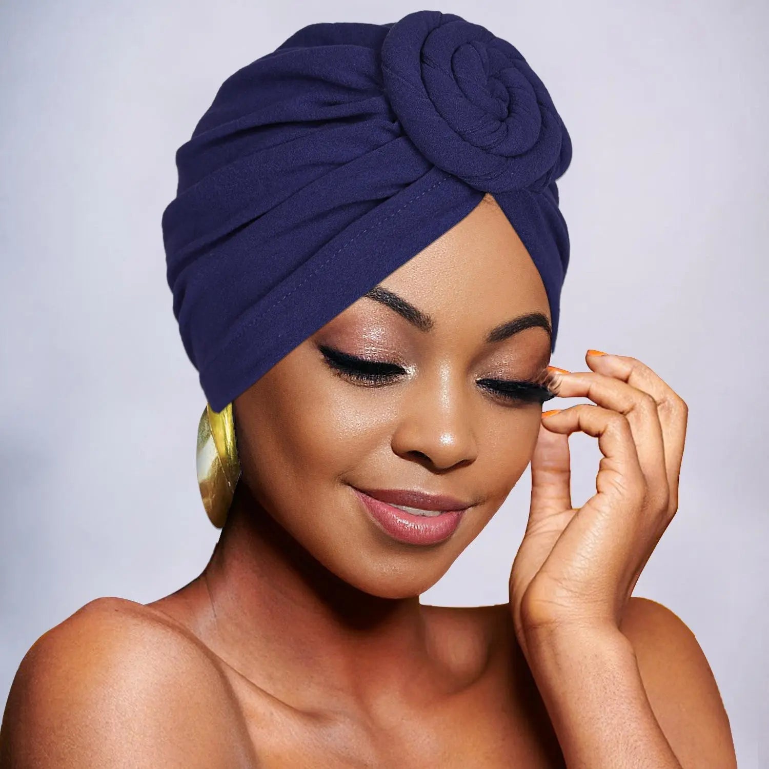 Women's Elegant Solid Color Flower Decor Turban Hat, Casual Trendy Head Wrap, Fashionable Clothes Accessories for Daily Use