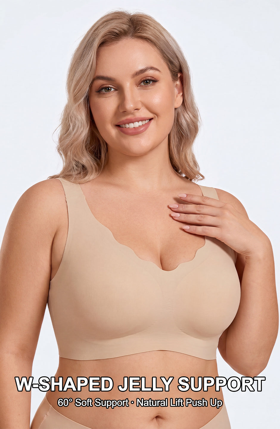 Curveins Ruffle Jelly Bra No Underwire Seamless Push Up Support Comfortable Wireless Everyday Bra
