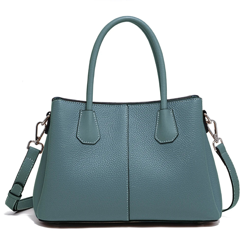 Women’s White Leather Top Handle Bag