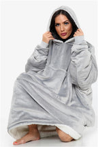 Oversized Hoodie Blanket Men Women, Ultra Soft Sherpa Fleece Warm Cosy Wearable Throw Sweatshirt Snuggle Oodies for Adults Teens with Big Pocket