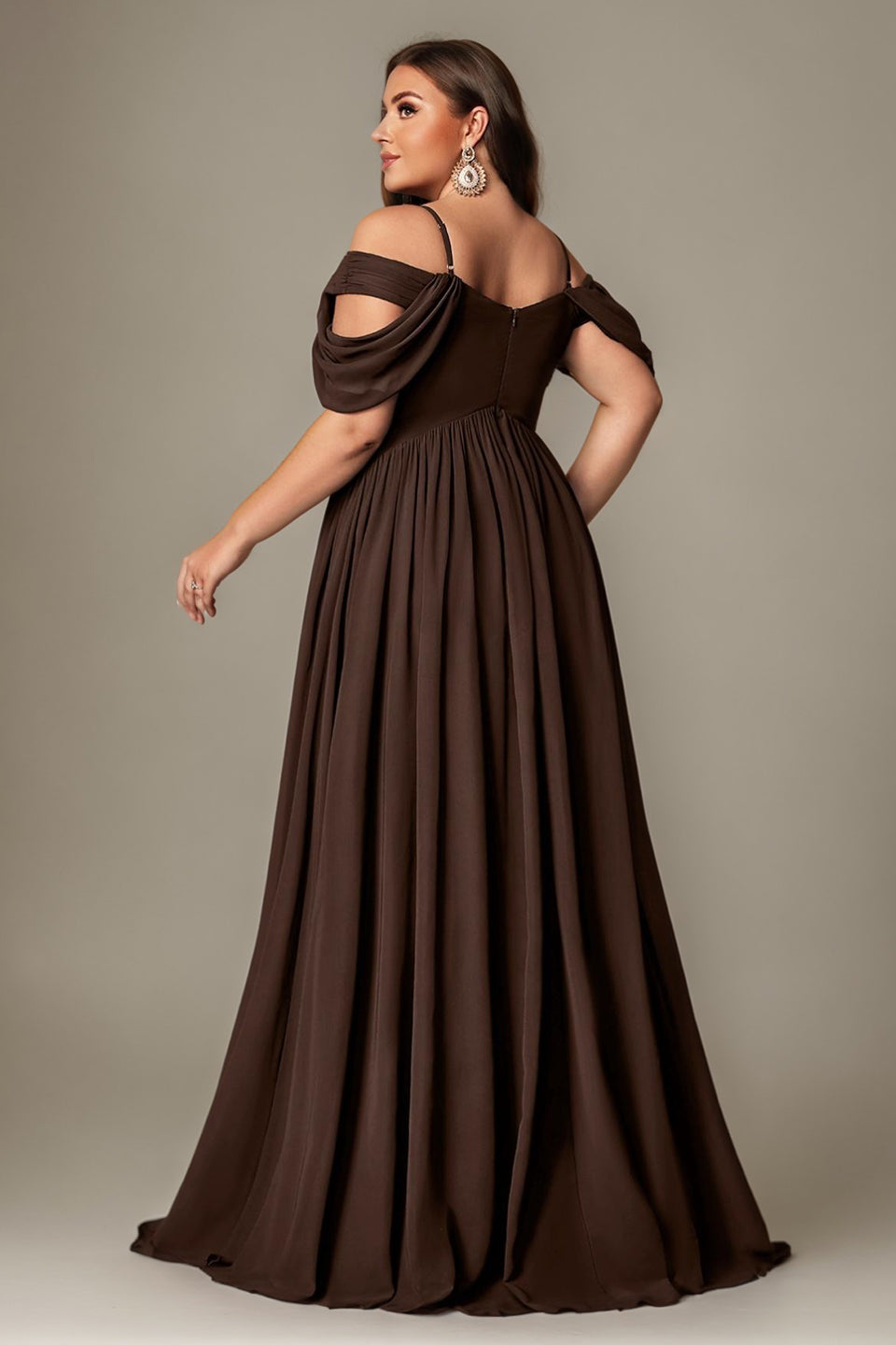 Curveins Plus Size Off-Shoulder Short Sleeve A-Line Maxi Dress