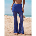 Women's High Waist Flare Lace Knit Vacation Pants