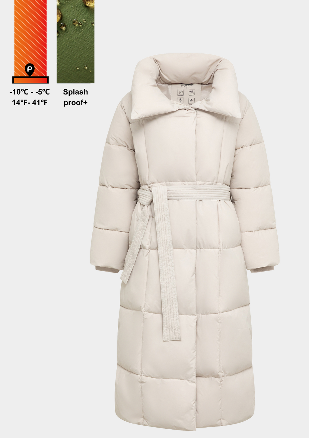 Extra Long Length Belted Button Jacket Splashproof