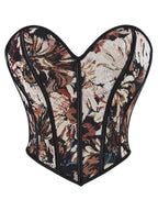 Women's Floral Print Shapewear Tops, Fashionable Lace Up Closure Corset, Tummy Control Shaper for Women